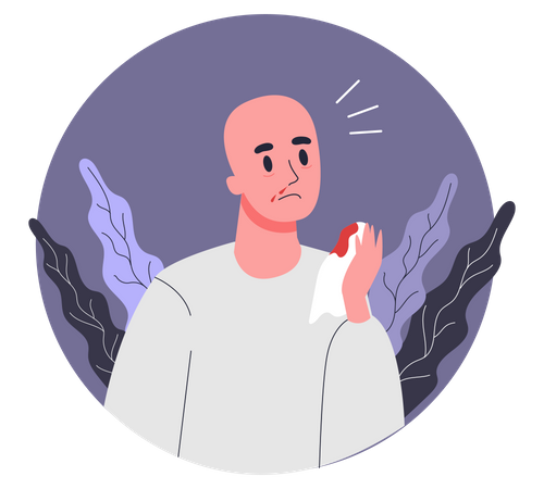 Paciente que sofre de sangramento nasal  Ilustração