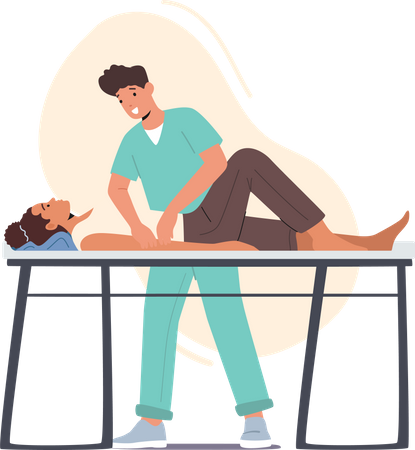 Paciente recibiendo masaje ay quiropráctico fisioterapeuta osteópata  Ilustración