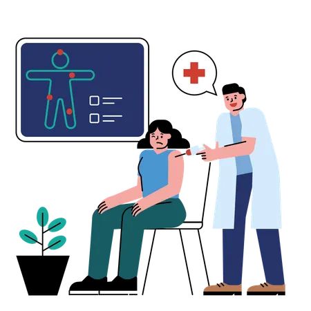 Paciente recibe vacuna contra coronavirus  Ilustración