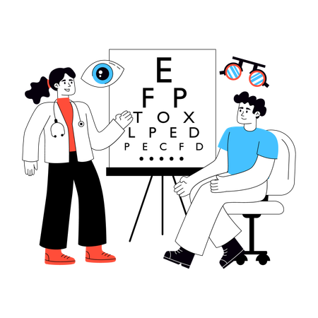 Paciente vem para exame de vista  Illustration