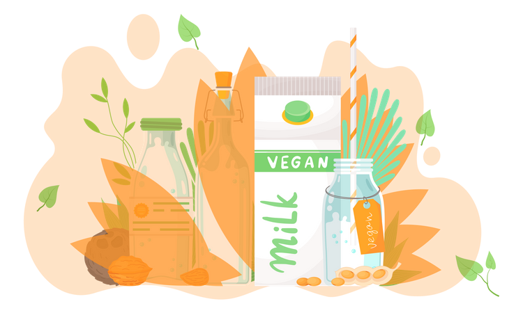 Paquete de leche vegana  Ilustración