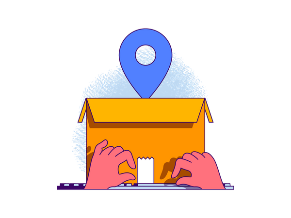 Package delivery at Delivery address Illustration