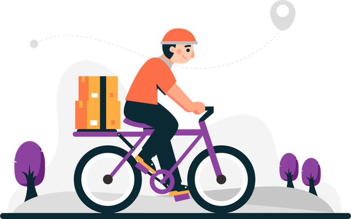 Package delivery by bicycle  Illustration