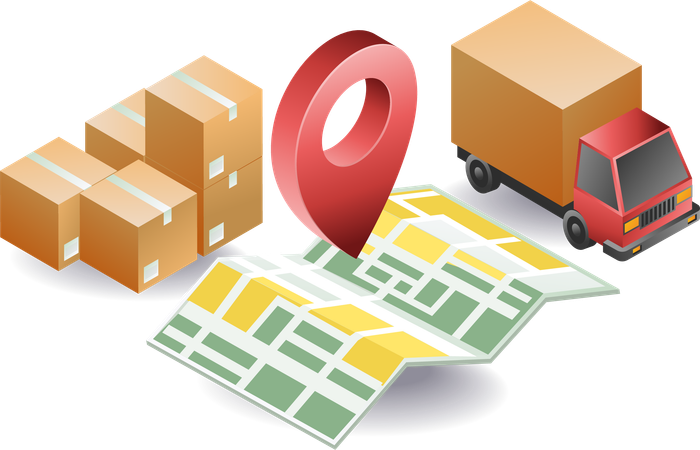 Package delivery location map  Illustration