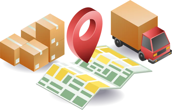 Package delivery location map  Illustration