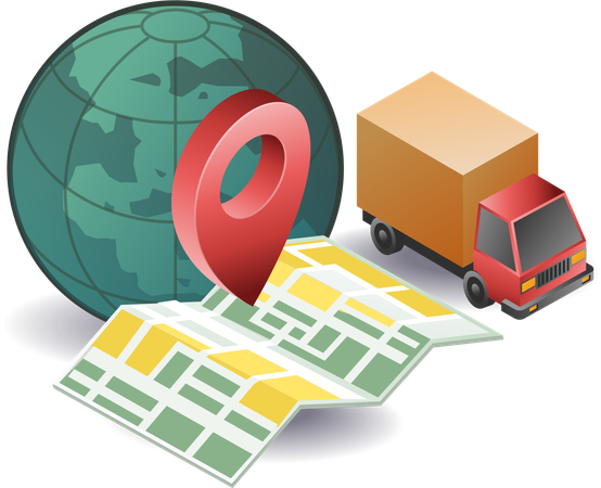 Package delivery map application  Illustration