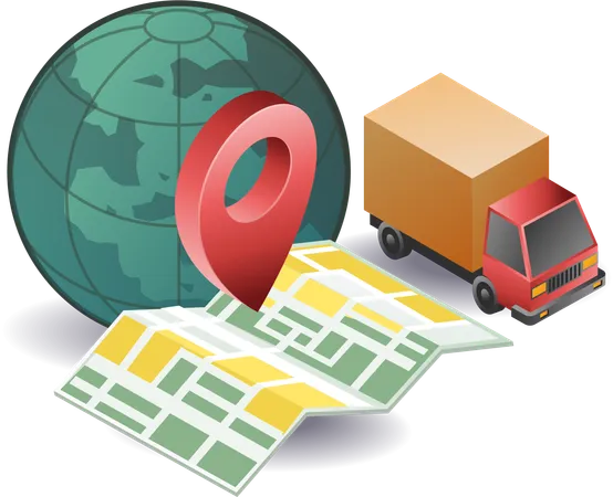 Package delivery map application  Illustration