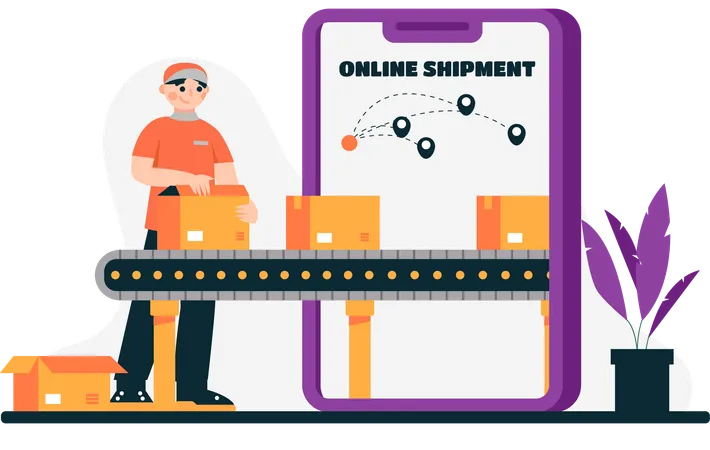 Package delivery officer organizing each package according to delivery route  Illustration