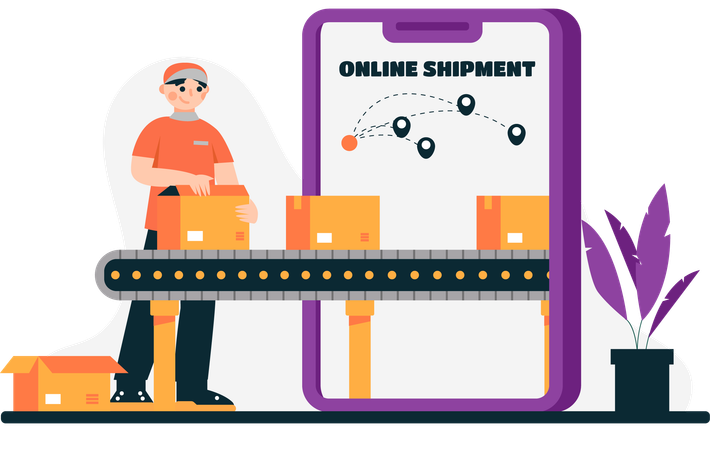 Package delivery officer organizing each package according to delivery route  Illustration