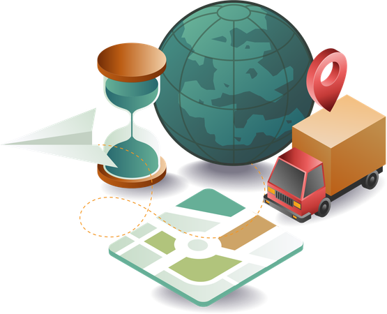 Package delivery truck location  Illustration