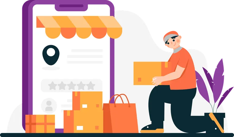 Package Delivery Using Apps Illustrations Are Great To Use In Marketing Materials Websites Presentations And Promotional Campaigns To Highlight Their Expertise And Attract Customers Looking For Efficient And Smooth Delivery Solutions Illustration
