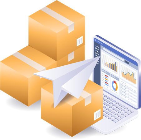 Package delivery with data analysis  Illustration