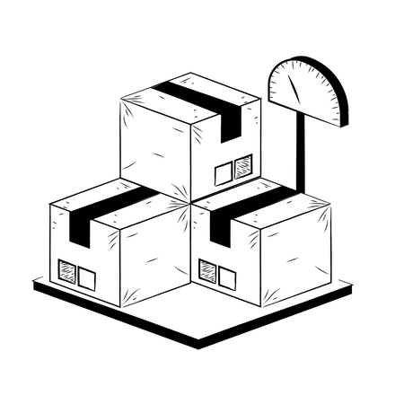 Package measured on scales  Illustration