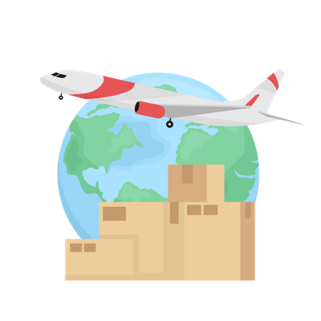 Packages shipped by plane service globally  Illustration