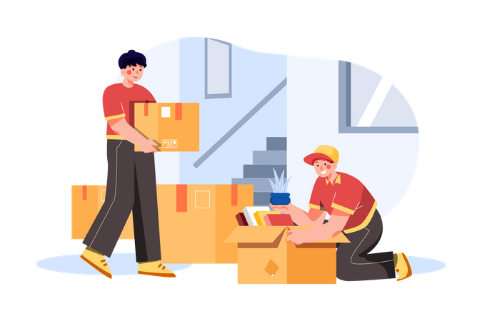Best Premium Packing and moving services Illustration download in PNG & Vector format