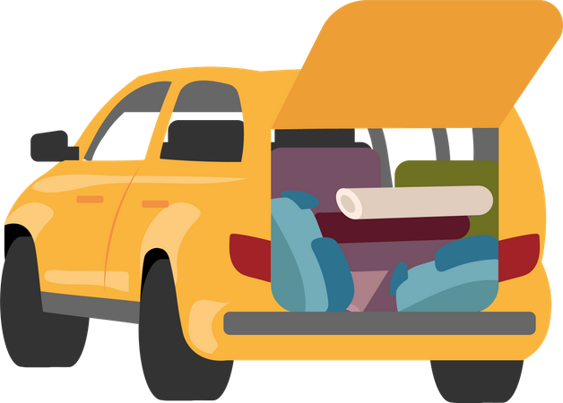Packing car for camping  Illustration