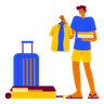 illustrations of packing clothes