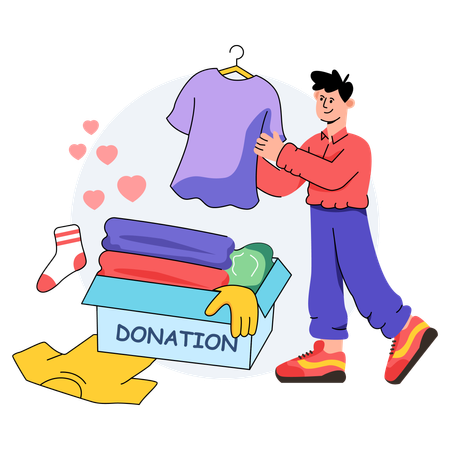Packing Cloths For Charity  Illustration