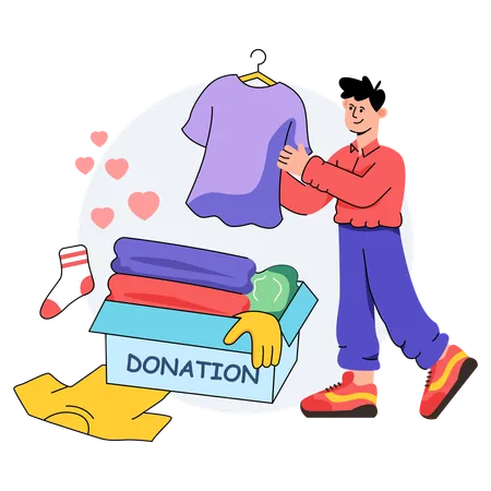 Packing Cloths For Charity  Illustration