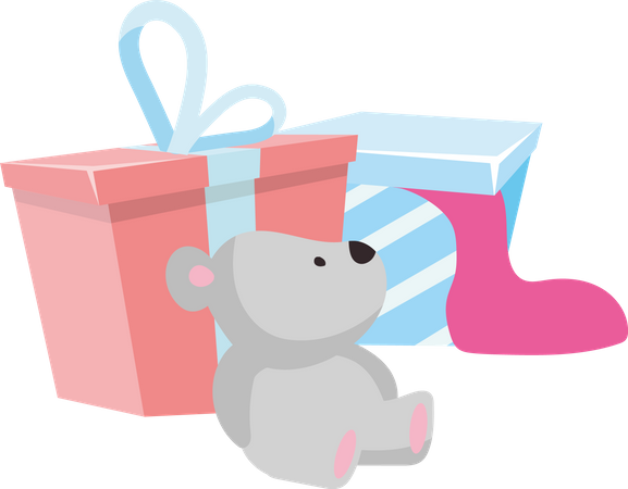 Packing gifts for child birthday Illustration