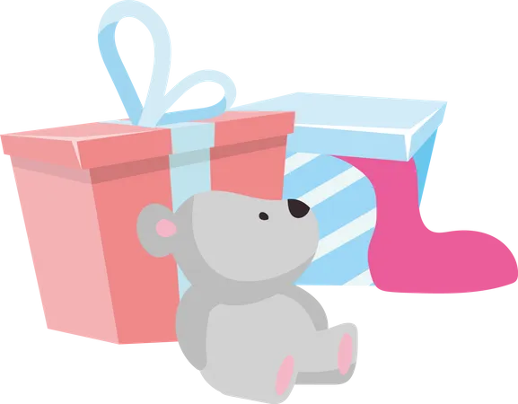 Packing gifts for child birthday  Illustration