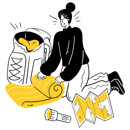 荷物をまとめて痕跡を残さない  イラスト