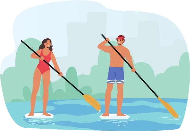 Paddle Surf Masculino y Femenino  Ilustración