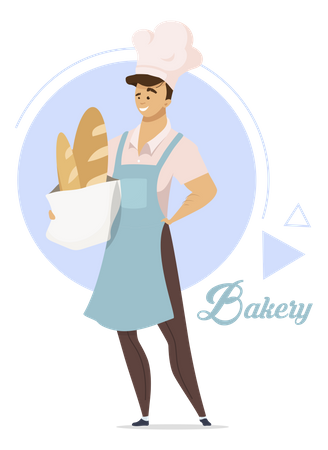 Padeiro preparando pão  Ilustração