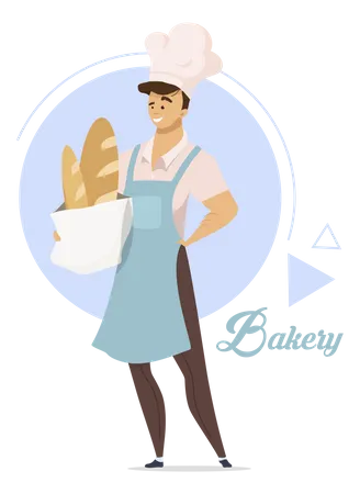 Padeiro preparando pão  Ilustração