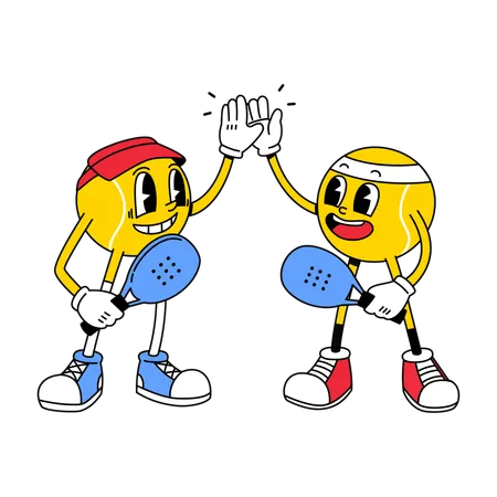 Bola de Padel Mascote Servindo Bola  Ilustração