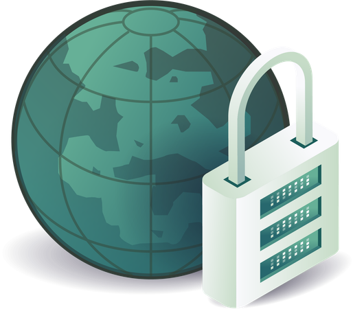 Padlock with earth  Illustration