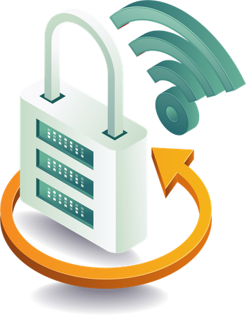 Padlock with wifi network  Illustration