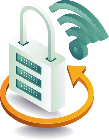 Padlock with wifi network  Illustration