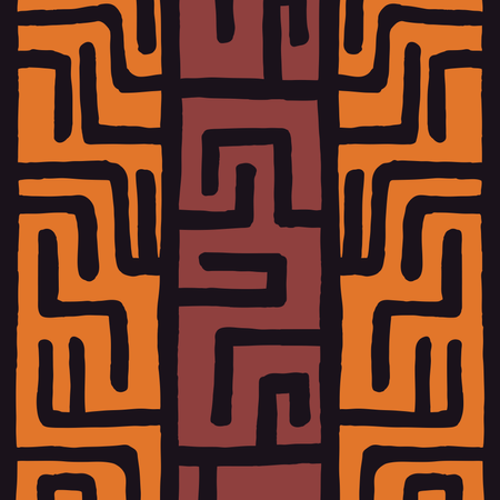 Padrão boêmio colorido étnico tribal com elementos geométricos, pano de lama africano, desenho tribal  Ilustração