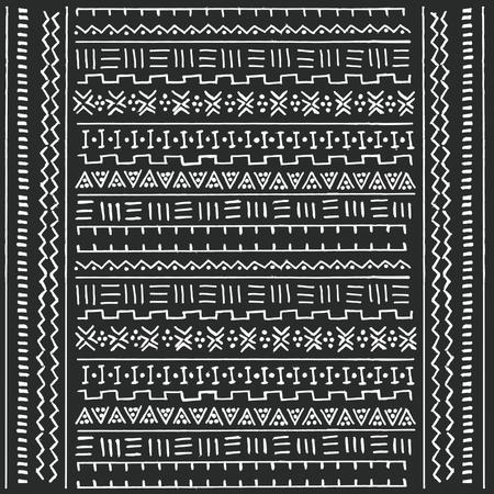 Padrão boêmio colorido étnico tribal com elementos geométricos, pano de lama africano, desenho tribal  Ilustração