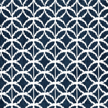 Padrão de corante índigo Sashiko com bordado tradicional branco japonês  Ilustração
