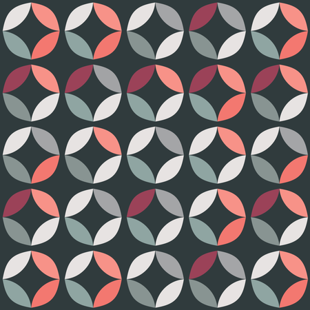 Padrão geométrico sem costura com círculos coloridos em design retrô  Ilustração