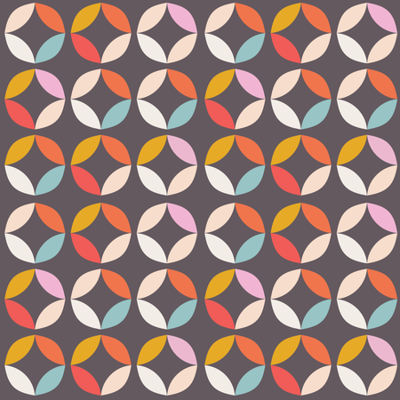 Padrão geométrico sem costura com círculos coloridos em design retrô  Ilustração