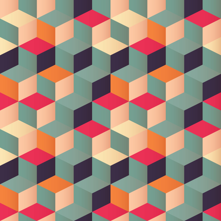 Padrão geométrico sem costura com quadrados coloridos em design retrô  Ilustração