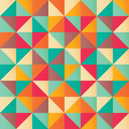 Padrão geométrico sem costura com triângulos coloridos em design retrô  Ilustração