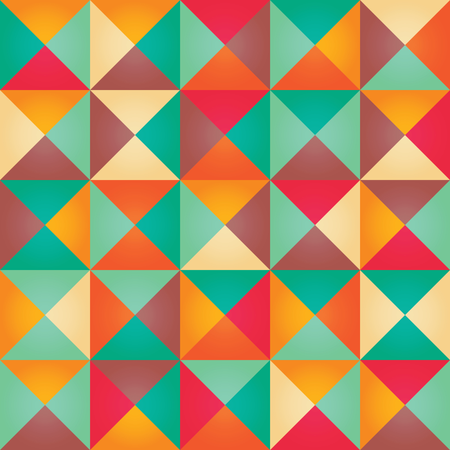 Padrão geométrico sem costura com triângulos coloridos em design retrô  Ilustração