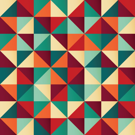 Padrão geométrico sem costura com triângulos coloridos em design retrô  Ilustração