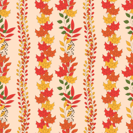 Padrão sem costura de outono com elementos decorativos florais, design colorido  Ilustração