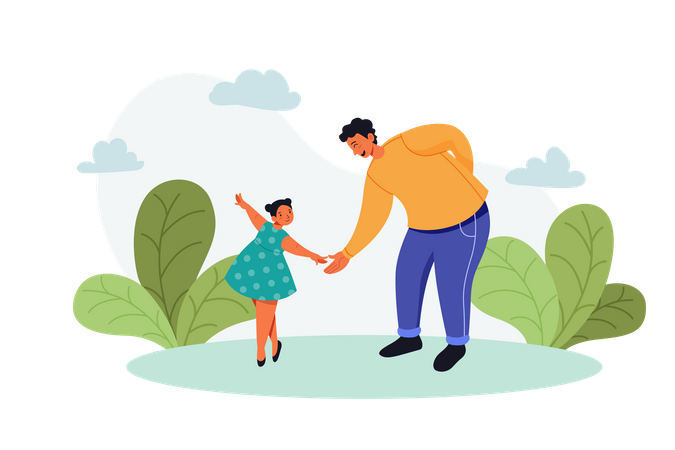 Padre bailando con hija en el Día del Padre  Ilustración