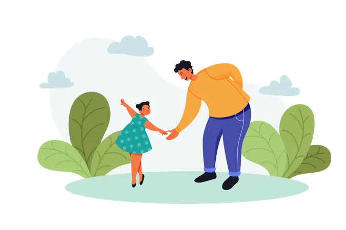 Padre bailando con hija en el Día del Padre  Ilustración