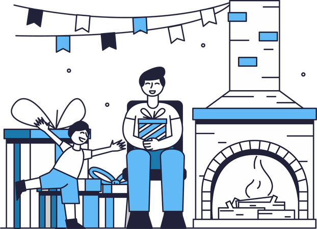 Padre compra regalo a su hijo  Ilustración