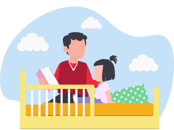 Padre contándole la historia del sueño a su hija  Ilustración