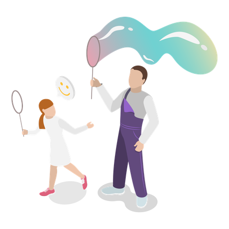 Padre e hija jugando juntos  Ilustración