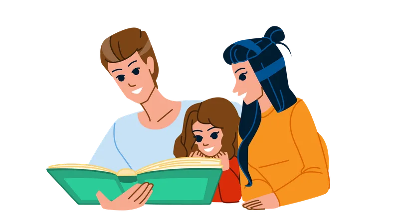 Libro de lectura de padres e hijas  Ilustración