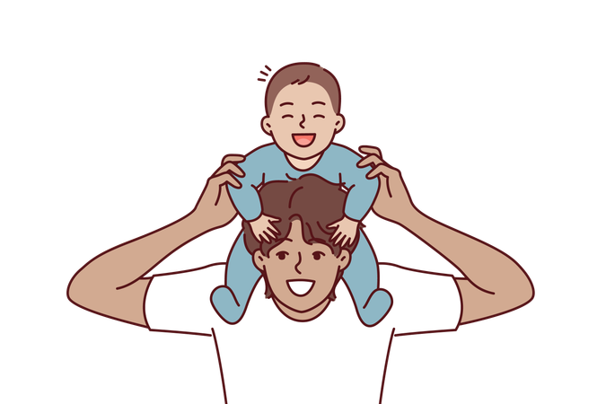 Padre e hijo disfrutando de su tiempo  Ilustración